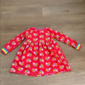 Colorful Heart Rainbow Pattern Kids Casual Sweater Dress🌈🩷